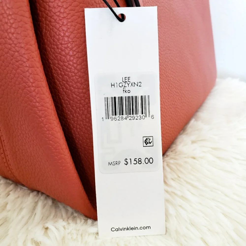 CALVIN KLEIN Lee Medium Dusty Rose Vegan Pebbled Leather Shoulder Bag--NWT